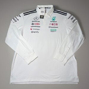 NWT Adidas Mercedes AMG Petronas Formula 1 F1 Team Polo Long Sleeve Shirt JX0757